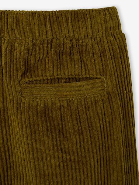 Wide-leg corduroy trousers for boys cappuccino+lichen 