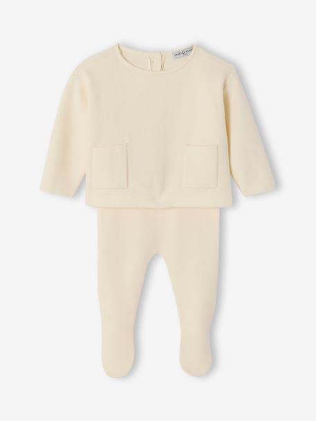Customisable ENVIE DE FRAISE unisex baby knit set ecru 