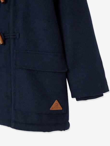 Woollen Duffle Coat with Sherpa Lining for Boys Dark Blue 