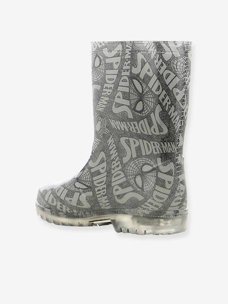 Wellies with Light-Up Soles, Spiderman® Light Grey/Print 