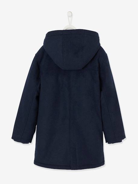 Woollen Duffle Coat with Sherpa Lining for Boys Dark Blue 