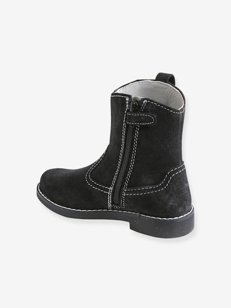 High Shaft Boots, in Leather, for Girls Black 