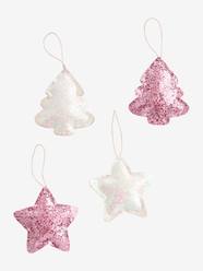 -Set of 4 Christmas Decorations, Glitter