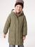 Long Lightweight Jacket with Hood & Faux Fur Lining, for Girls black+khaki 