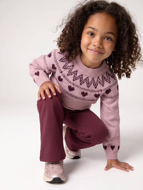 Knitted jumper Jacquard with long sleeves for girls pale pink+sage green 