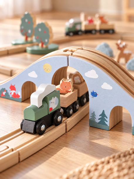FSC 100% 55-piece wooden train set wood 