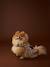 Fleece dog coat beige+chequered brown+khaki 