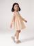 Short dress with long sleeves for girls cinnamon+ecru 