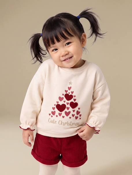 Baby girls' sweatshirt, shorts and tights set red 