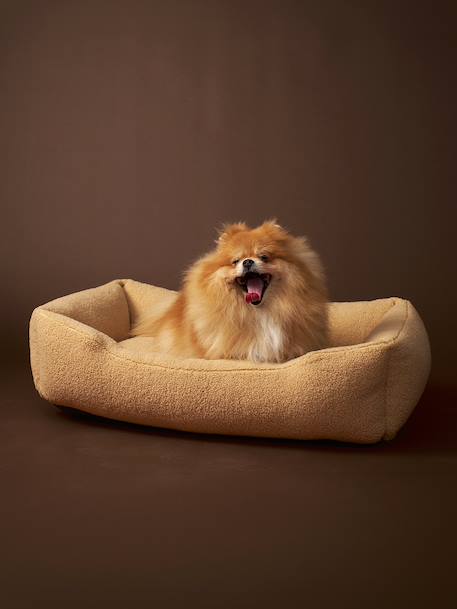 Quilted pet basket FAMILY clay beige+hazel+striped white 