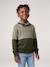 Knit snood neck jumper for boys green+navy blue 