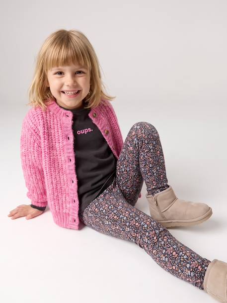 Loose-Fitting Soft Knit Cardigan for Girls marl grey+mint green+petrol blue+purple clover+rose 