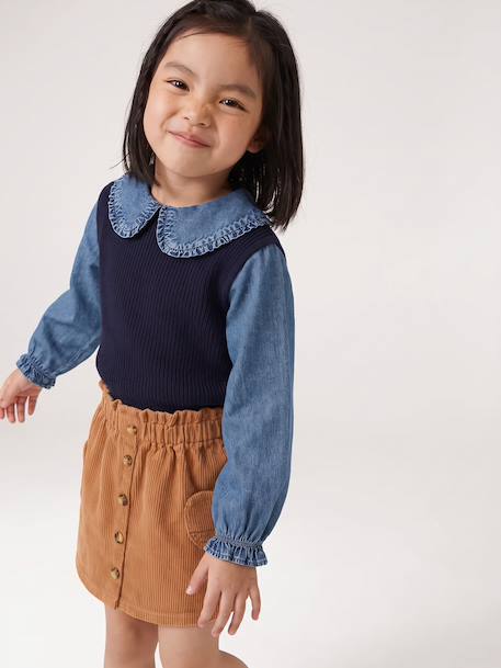 2-in-1 jumper for girls lilac+navy blue+tomato red 