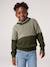 Knit snood neck jumper for boys green+navy blue 