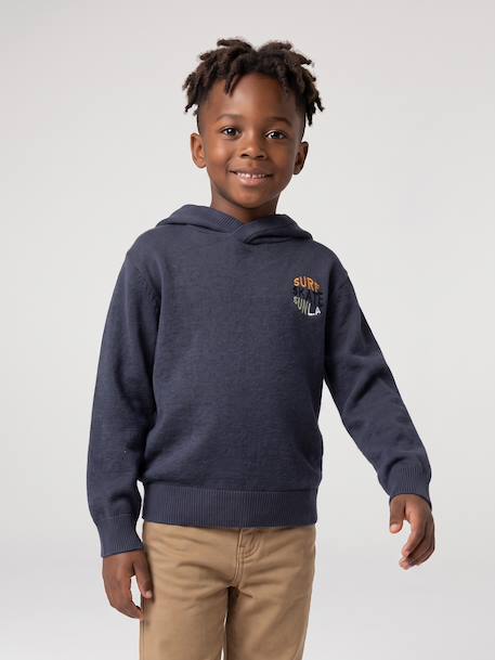 Hooded jumper for boys marl blue 