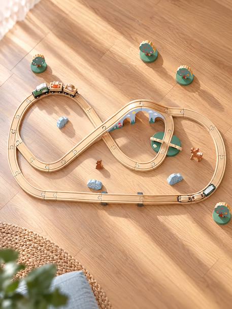 FSC 100% 55-piece wooden train set wood 