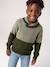 Knit snood neck jumper for boys green+navy blue 
