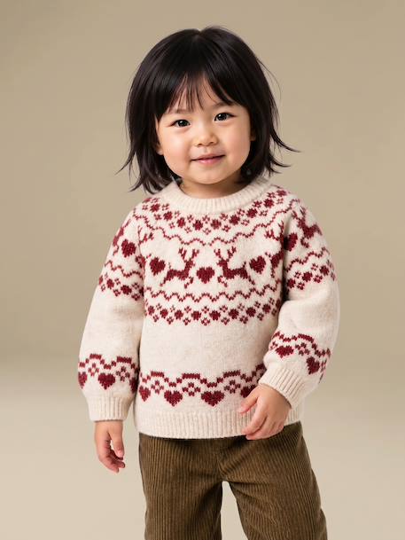 Long-sleeved jumper for baby girls vanilla 