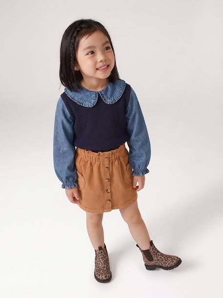 2-in-1 jumper for girls lilac+navy blue+tomato red 
