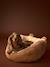 Quilted pet basket FAMILY caramel+printed brown 