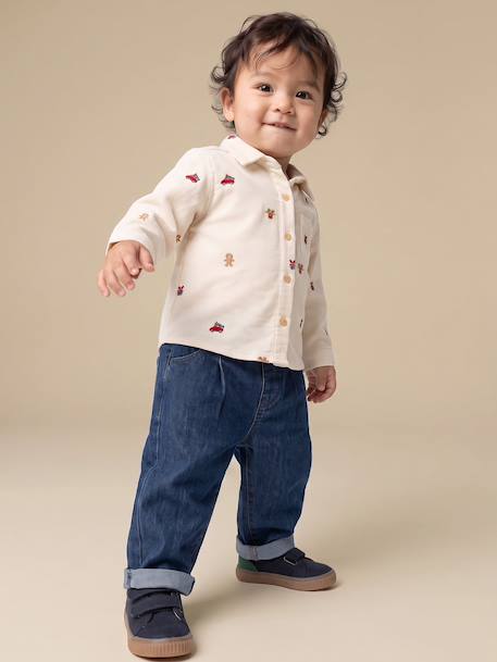 Basics denim jeans for babies with elasticated waist and pockets brut denim+denim grey 
