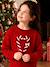 Christmas Gift Box with Jacquard Knit Reindeer Jumper + 2 Scrunchies for Girls ecru+pale pink+red 