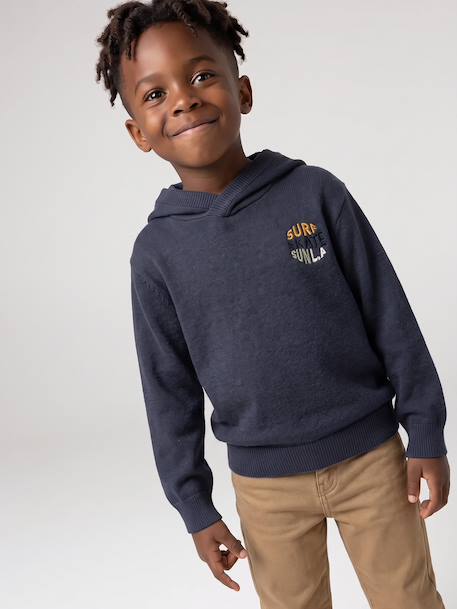 Hooded jumper for boys marl blue 
