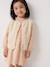 Short dress with long sleeves for girls cinnamon+ecru 