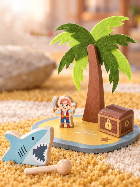 FSC®100% wooden pirate ship red 