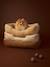 Quilted pet basket FAMILY clay beige+hazel+striped white 