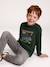 Long-sleeved T-shirt for boys green+navy blue 