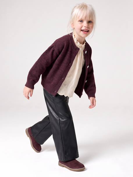 Cardigan with jewel buttons for girls plum 