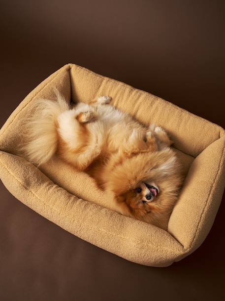 Quilted pet basket FAMILY clay beige+hazel+striped white 