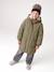 Long Lightweight Jacket with Hood & Faux Fur Lining, for Girls black+khaki 