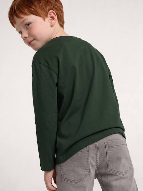 Long-sleeved T-shirt for boys green+navy blue 