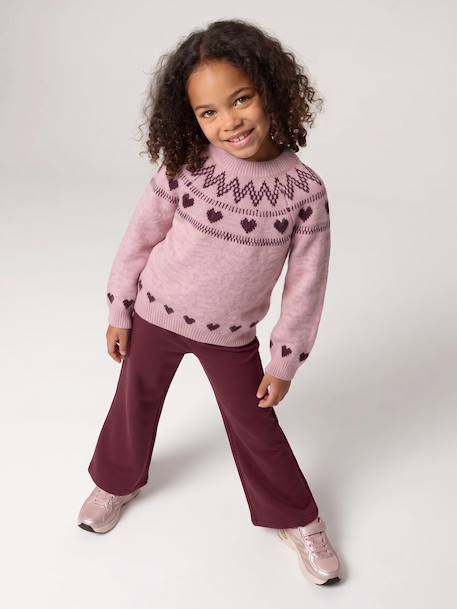Knitted jumper Jacquard with long sleeves for girls pale pink+sage green 
