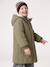 Long Lightweight Jacket with Hood & Faux Fur Lining, for Girls black+khaki 