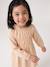 Short dress with long sleeves for girls cinnamon+ecru 