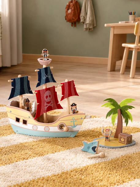 FSC®100% wooden pirate ship red 