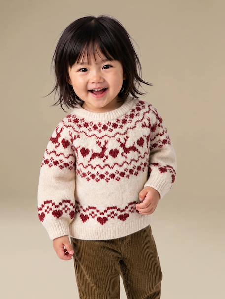 Long-sleeved jumper for baby girls vanilla 