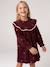 Long-sleeved velvet dress for girls plum 
