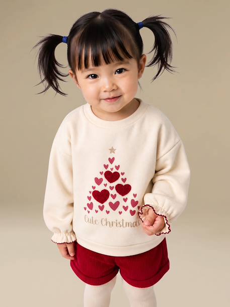Baby girls' sweatshirt, shorts and tights set red 