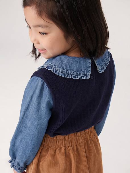 2-in-1 jumper for girls lilac+navy blue+tomato red 