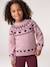 Knitted jumper Jacquard with long sleeves for girls pale pink+sage green 