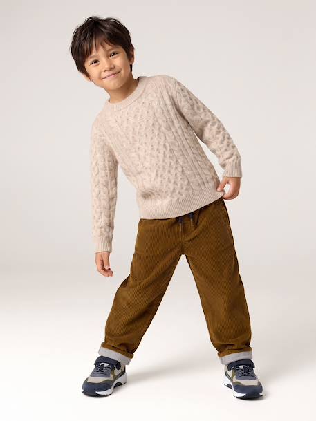 Long-sleeved cable knit jumper for boys marl beige 