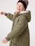 Long Lightweight Jacket with Hood & Faux Fur Lining, for Girls black+khaki 