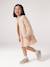 Short dress with long sleeves for girls cinnamon+ecru 