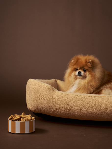 Quilted pet basket FAMILY clay beige+hazel+striped white 