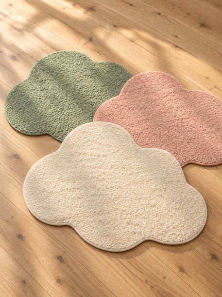 Soft cloud-shaped kids' rug ecru+rosy+sage green 