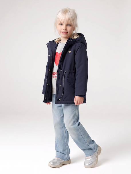 3-in-1 detachable parka for girls blush+navy blue 